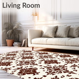 Elegant Swirling Damask Flourish Transitional Heirloom (Beige)