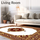 Ornate Medallion Tapestry with Scrollwork Border Flourishes(Brown)