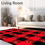 Buffalo Checkered Stripe Accent with Festive Pinecone Motifs(Red)