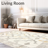 Chic Round Bath Beige Toned Abstract Geometric Design(Beige)