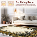 Ultra Soft Area Rug, Non Slip, Stain Resistant, Washable Area Rugs for Living Room, Bedroom, Cheetah Bordered Animal(Beige)