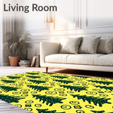 Festive Pine Silhouettes with Twinkling Accents and Curved Vine Motifs(Yellow)