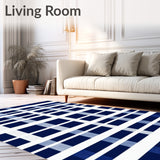 Living Room Stripe Rug Navy/White Stripes(Blue)