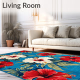 Tropical Bloom Patio Area With Weather Resistant High Low Design(Blue)