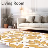 Warm Autumnal Boho Floral With Interlocking Leaf Motifs(Gold)