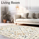 Boho Chic Beige Area Ultra Geometric Modern(Beige)