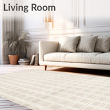 Charming Beige Checkered Area with Geometric(Beige)