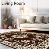 Noble Symmetrical Floral Damask Timeless Decorative(Brown)