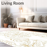 Spiral Cluster Patterned Plush Accent Floor Layer(Gold)