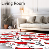 Cardinal Motif with Winter Berry Branch Decorative Floor(Red)