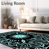 Enchanting Floral Lattice Radiating From Sunburst(Black)