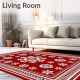 Snowflake Area with Crystalline Winter Design(Red)