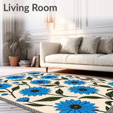 Botanical Heritage Tapestry Featuring Exotic Bloom Arrangement(Blue)