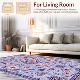 Ultra Soft Area Rug, Non Slip, Stain Resistant, Washable Area Rugs for Living Room, Bedroom, Boho Floral Machine Washable(Purple)