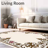 Ornate Rococo Scrollwork with Fleur de and Baroque Blossom Details(Brown)