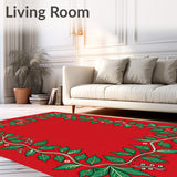 Holiday Botanical Motif with Stylized Holly and Berry Accents(Red)