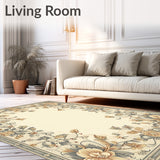 Antique Scroll Area Showcasing Floral Arabesque and Stylized Border Details(Beige)