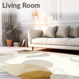 Ethereal Beige & Cream Area Serene Abstract Swirls for Home(Beige)
