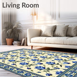 Floral Symphony Beige & Azure Crafted Area(Beige)
