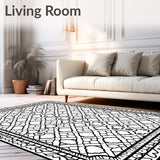 Inspired Lattice Boho Style Non Shedding Floor Covering(Black)