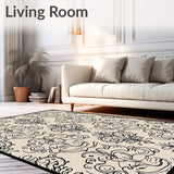 Vintage Damask Swirl Abstract Motif Contemporary Artisan (Beige)