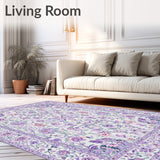 Floral Cat Inspired Area Rug(White)