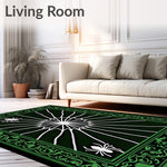 Intricate Web Gothic Doormat with Ornate Spider Motifs(Green) - ODIKA
