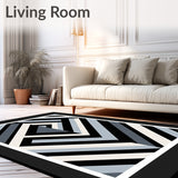 Chevron Striped with Contemporary Edge Frame Design(Black)