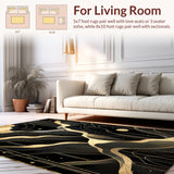 Elegant Black Gold Geometric Waves(Black)