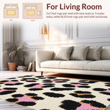 Ultra Soft Area Rug, Non Slip, Stain Resistant, Washable Area Rugs for Living Room, Bedroom, Rustic Leopard Print Living Room Rug(Beige)