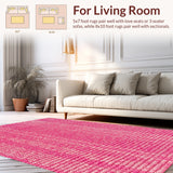 Ultra Soft Area Rug, Non Slip, Stain Resistant, Washable Area Rugs for Living Room, Bedroom, Boho Pink Floral Soft Playroom Rug(Pink)