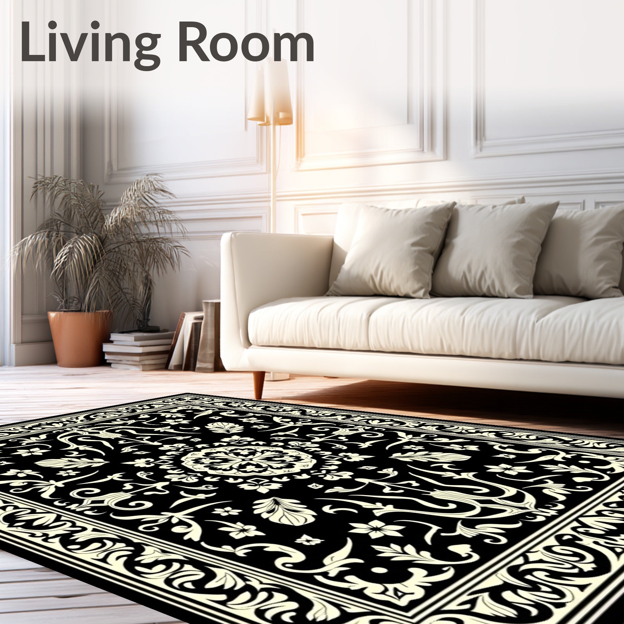 Classic Rococo Scrollwork with Faded Petal Flourish Accents (Black) - ODIKA