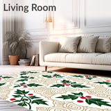 Elegant Holly Leaf with Crimson Berries and Subtle Swirling Lines(Green)