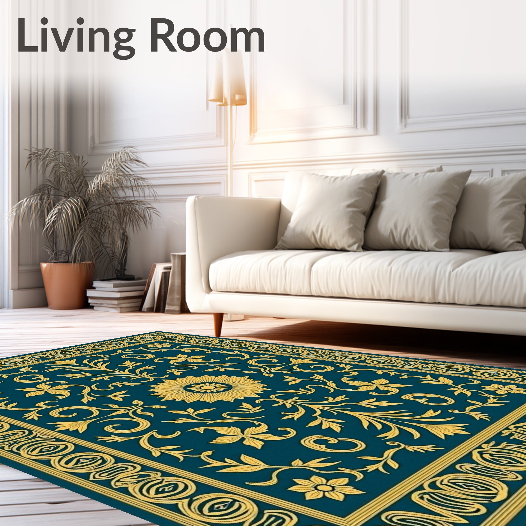 Ornate Garden Scrollwork with Intertwined Leaves and Subtle Floral Highlights (Gold) - ODIKA