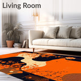 Bat Themed Halloween Rug Floral Bat Design for Home(Orange)