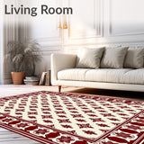 Elegant Lattice Featuring Delicate Floral Insets (Burgundy)
