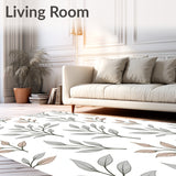 Botanical Leaf Anti Slip Floor Covering Boho (Gray)