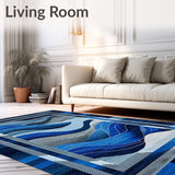 Intricate Geometric Wave Area with Modern Abstract Design(Blue)