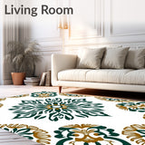 Chic Boho Bloom Tapestry Featuring Interlocking Leafy Vines and Floral Ornaments (Green)
