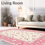 Elegant Staircase Runner with Floral Motifs(Red)