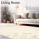 Elegant Floral Petal Non Slip Blossom Unique Flower Shaped Area(Beige)