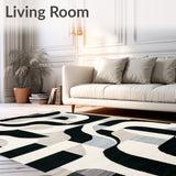 Contemporary Geometric Arc Stylish Black Cream Patterned Area(Black)