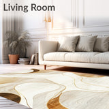 Beige Swirls Indoor Throw Faux Wool Entrance Door(Beige)