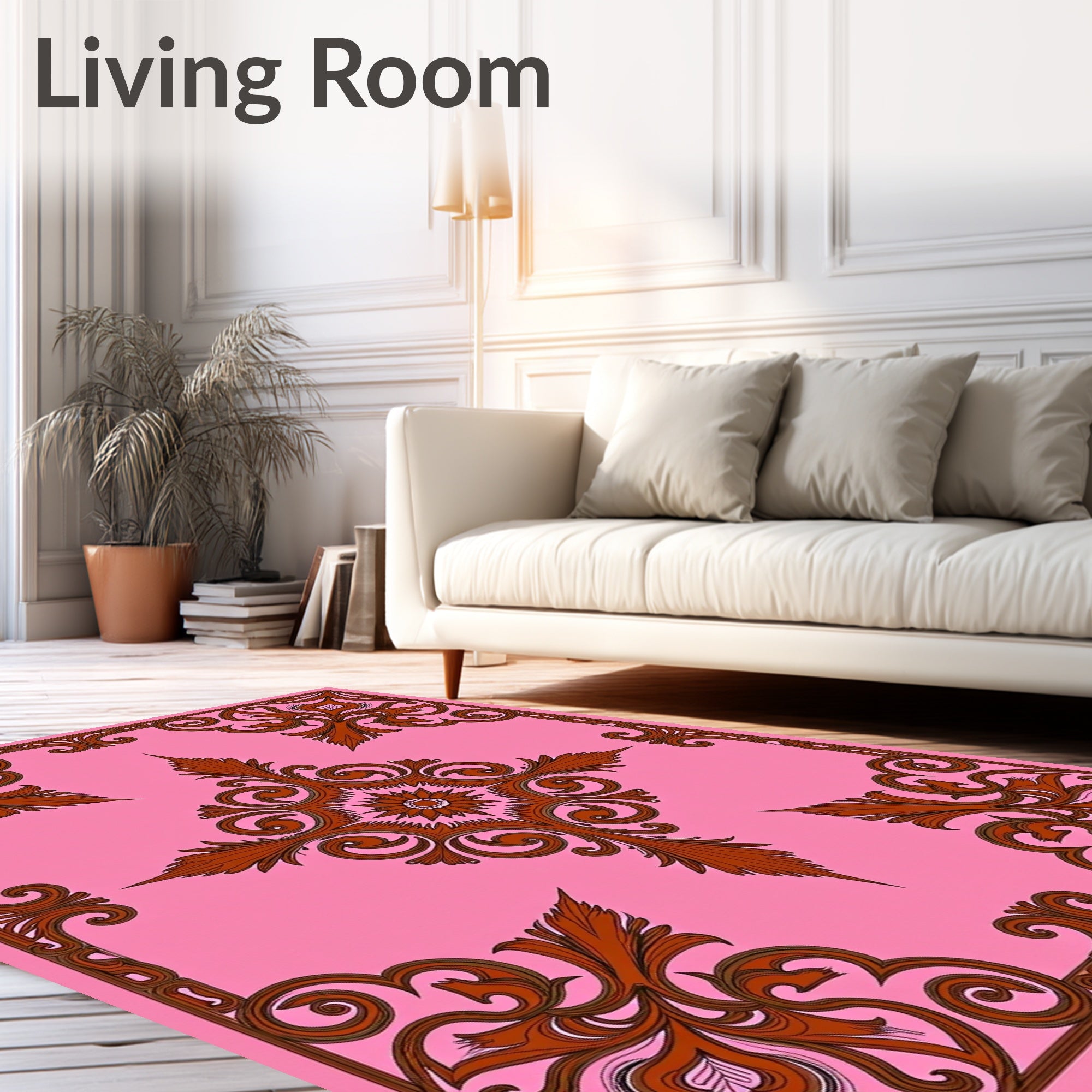 Damask Elegant Scrollwork Palatial Swirl (Pink) - ODIKA