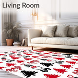 Rustic Cabin Motif with Interlocking Pine Trees and Tiny Embellishments(White)