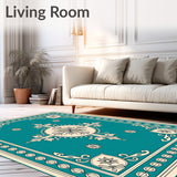 Artisan Medallion Featuring Lattice Scrollwork and Floral Emblems(Teal)