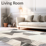 Contemporary Abstract Runner Beige Grey Geometric Design(White)