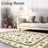 Heirloom Bloom Beige Sage Traditional Oriental Inspired Floor Covering(Beige)