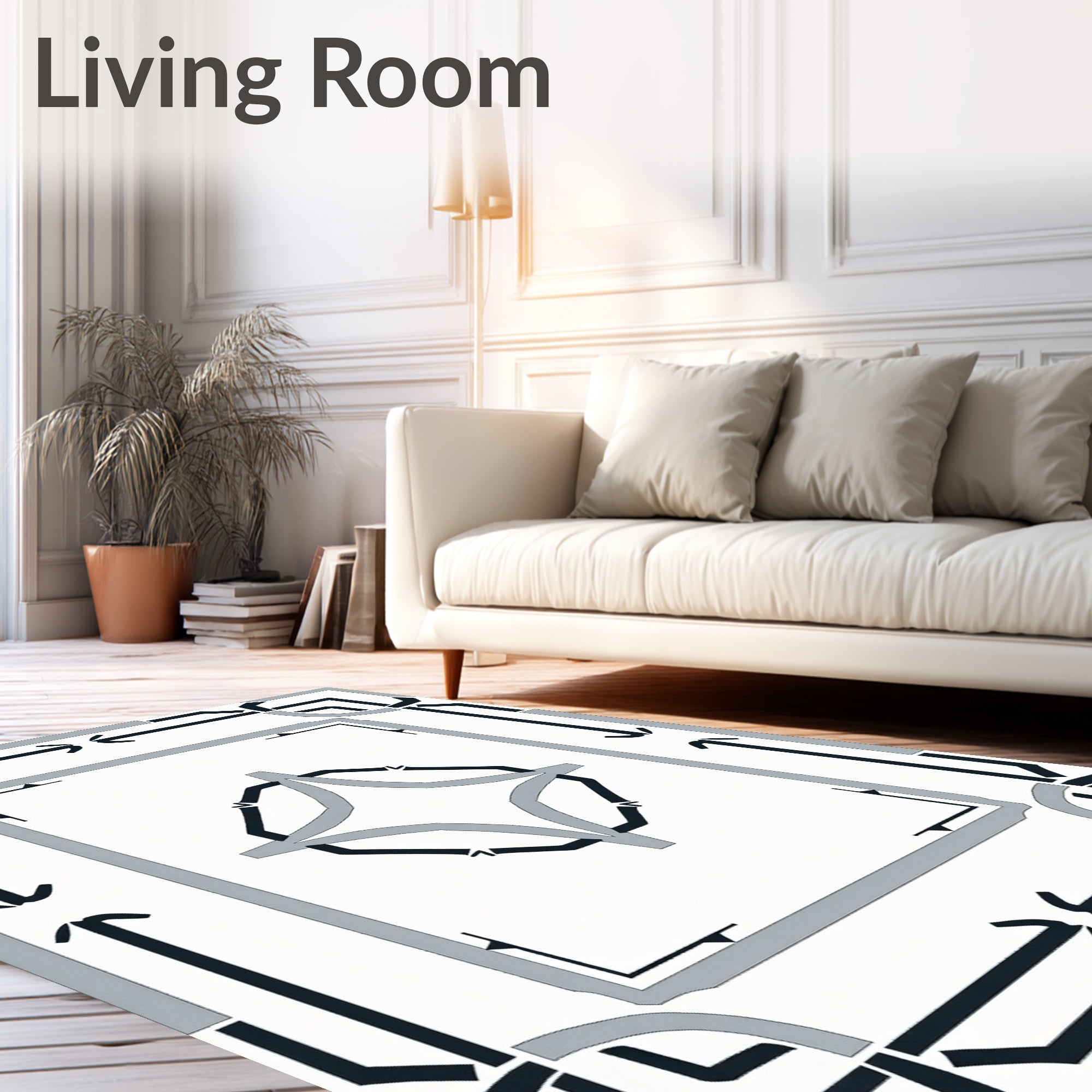 Modern Interlocking Lattice with Abstract Art Flourish (Black) - ODIKA