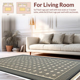 Ultra Soft Area Rug, Non Slip, Stain Resistant, Washable Area Rugs for Living Room, Bedroom, Trellis Frieze Geometric(Black)
